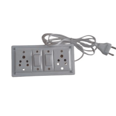 Extension Board 2 Switch 2 Socket Extension Boards With 2 Meter wire /Durable Board Wall Mounted Board with Wiring (White, 2 m)