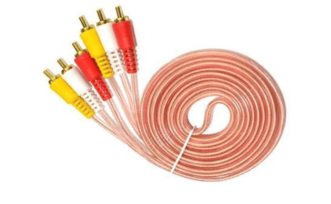 3 RCA to 3 RCA male audio video cable, commonly used for connecting devices like set-top boxes, DVD players, and TVs.