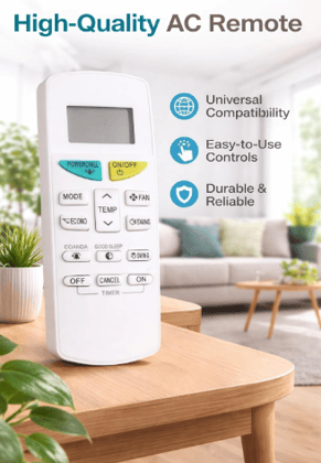 Universal Air Conditioner Remote Control Compatible with Daikin AC, White | Universal Compatibility, Easy-to-Use Controls, Durable & Reliable, LCD Display, Timer Function
