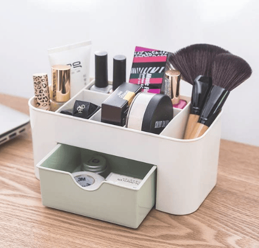 Cutlery Organizer Box with Drawer for Kitchen & Girl  Makeup | Multipurpose Countertop Cutlery Stand with Compartments | Kitchen Accessories Storage Box