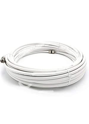 Cable For All Dth Antenna Dish Tv Coaxial RG - 6 3Ghz 75 Ohm) Compatible Cable Wire With Original Connector Pins & 10 Cable Clip (White) 20 FOOT