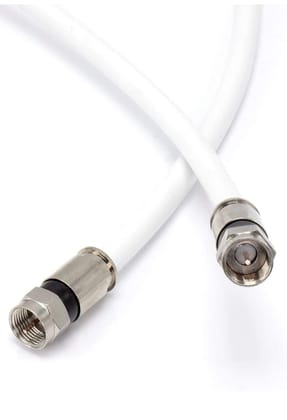 Cable For All Dth Antenna Dish Tv Coaxial RG - 6 3Ghz 75 Ohm) Compatible Cable Wire With Original Connector Pins & 10 Cable Clip (White) 20 FOOT