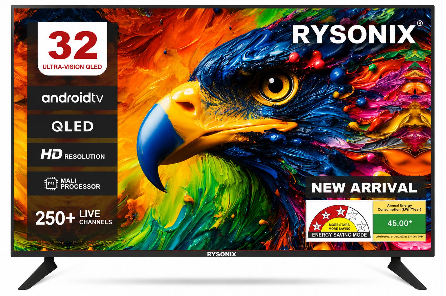 Rysonix  80 cm (32 inch) QLED HD Ready Smart Android Based TV With 20W Speaker & 1Year Warrenty !! 