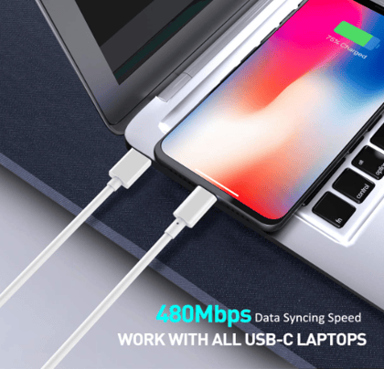 USB Type C to Lightning Data Charging Cable 30w (Compatible with iPhone 14 ,1meter , White, One Cable, Lightning To USB Type C)