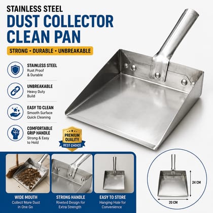  Heavy Duty Dustpan Supdi Stainless Steel Unbreakable Dust Collector Pan Clean Stainless Steel Dustpan (Silver)