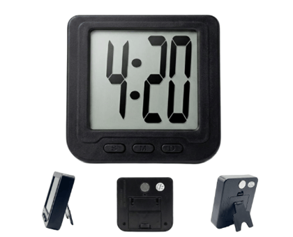 Digital LCD Table Clock for Bedroom, Car Dashboard, Office & Study Table, Large Clear Display Desk Clock with Magnetic Back & Foldable Stand, Compact Battery Operated Digital Clock