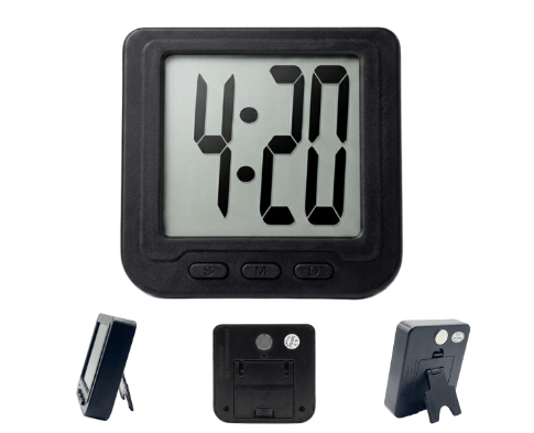 Digital LCD Table Clock for Bedroom, Car Dashboard, Office & Study Table, Large Clear Display Desk Clock with Magnetic Back & Foldable Stand, Compact Battery Operated Digital Clock